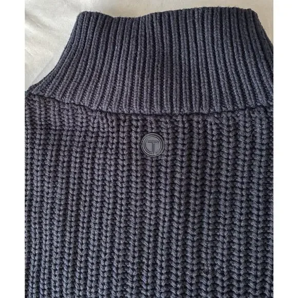 T BY TALBOTS Tipped Half-Zip Sweater Women's Size L Indigo Blue - Picture 6 of 9